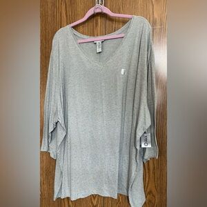 Catherines Gray with Goldtone Stones Plus Size Blouse 5X  34-36  3/4 sleeve NWT